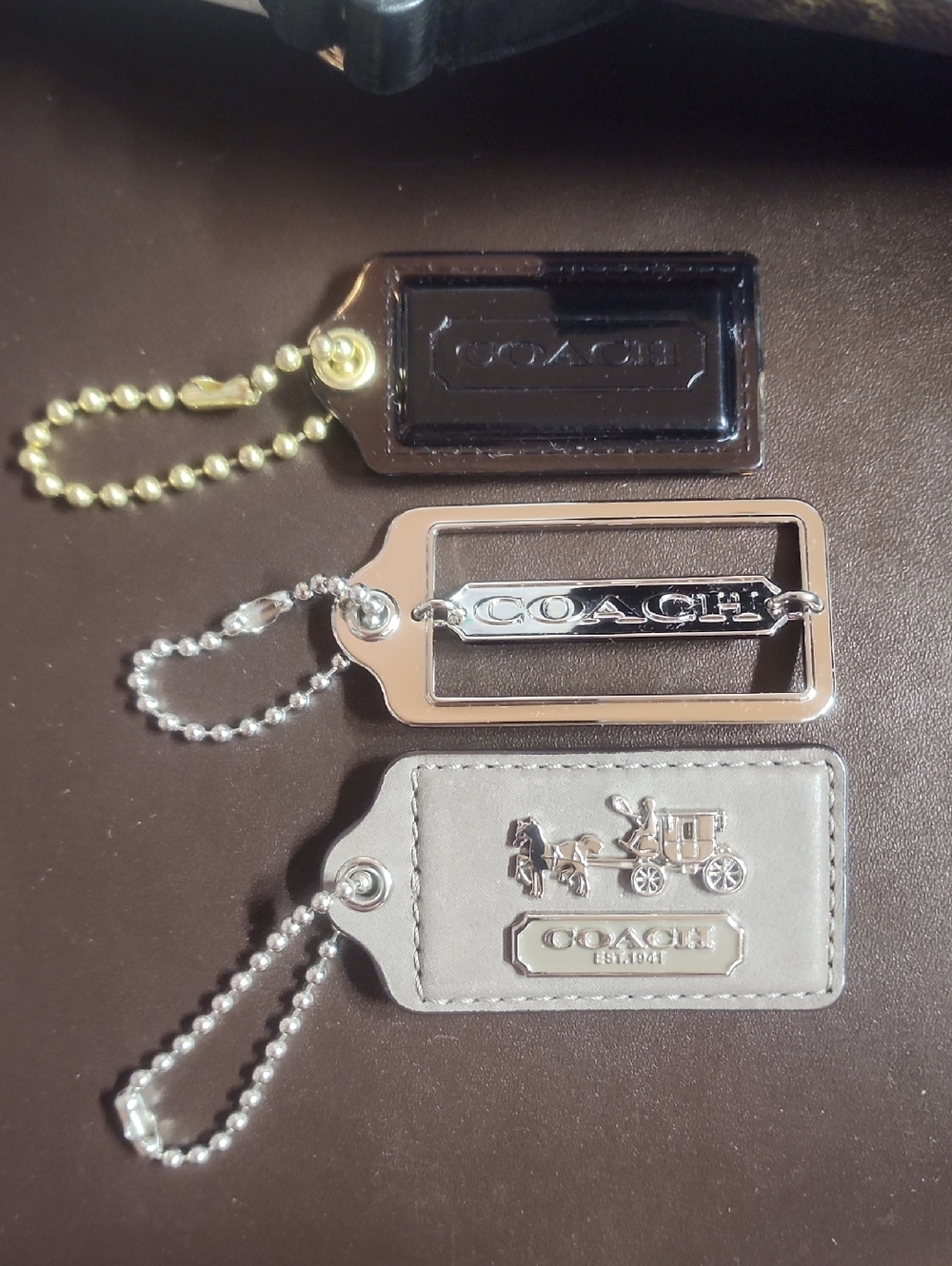 COACH 3 Rare Hang Tags Leather, Acrylic, & Metal Get All 3